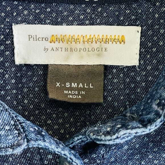 Pilcro & The Letterpress Denim Swiss Dot‎ Button Up Long Sleeve Shirt Womens XS - Picture 11 of 11